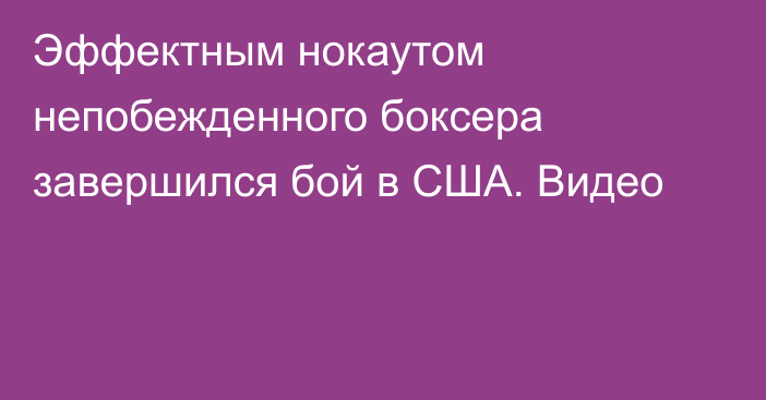 Эффектным нокаутом непобежденного боксера завершился бой в США. Видео