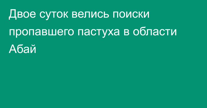 Двое суток велись поиски пропавшего пастуха в области Абай