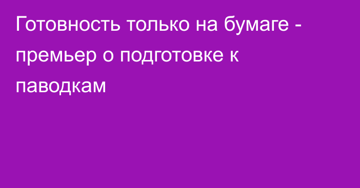 Готовность только на бумаге - премьер о подготовке к паводкам