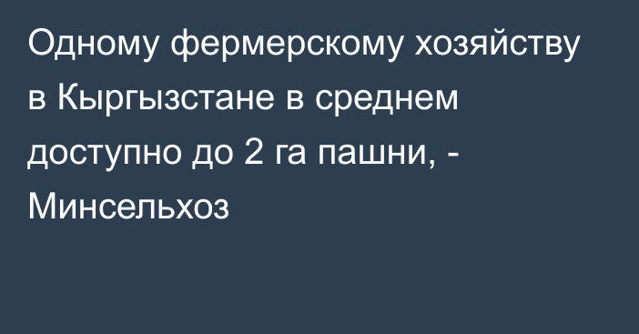 Одному фермерскому хозяйству в Кыргызстане в среднем доступно до 2 га пашни, - Минсельхоз