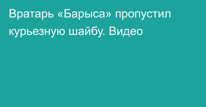 Вратарь «Барыса» пропустил курьезную шайбу. Видео