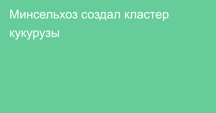 Минсельхоз создал кластер кукурузы