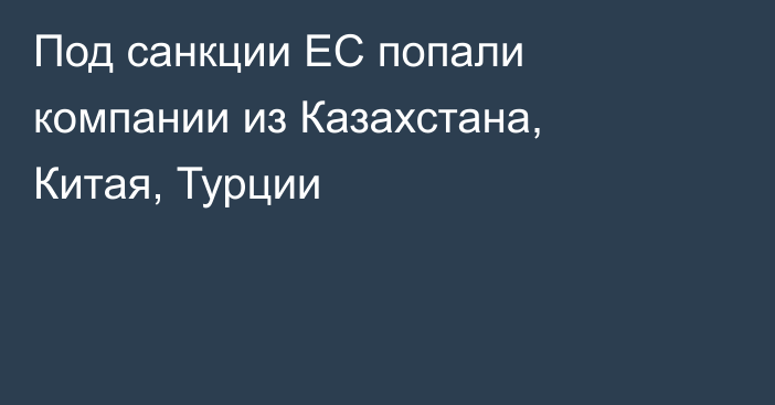 Под санкции ЕС попали компании из Казахстана, Китая, Турции