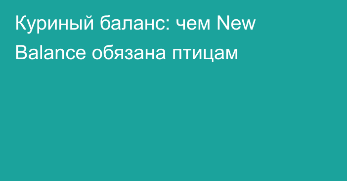 Куриный баланс: чем New Balance обязана птицам