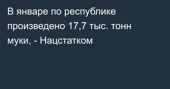 В январе по республике произведено 17,7 тыс. тонн муки, - Нацстатком