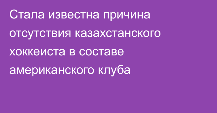 Стала известна причина отсутствия казахстанского хоккеиста в составе американского клуба