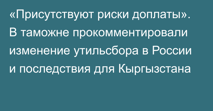 «Присутствуют риски доплаты». В таможне прокомментировали изменение утильсбора в России и последствия для Кыргызстана