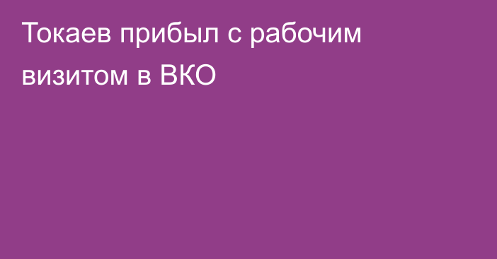 Токаев прибыл с рабочим визитом в ВКО