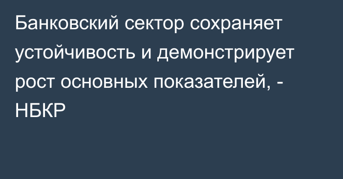 Банковский сектор сохраняет устойчивость и демонстрирует рост основных показателей, - НБКР