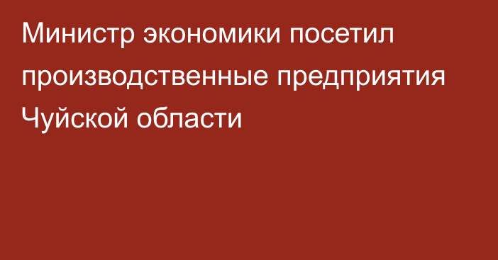 Министр экономики посетил производственные предприятия Чуйской области