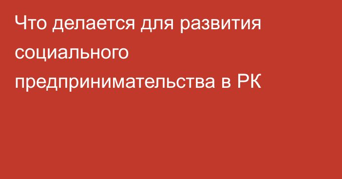 Что делается для развития социального предпринимательства в РК