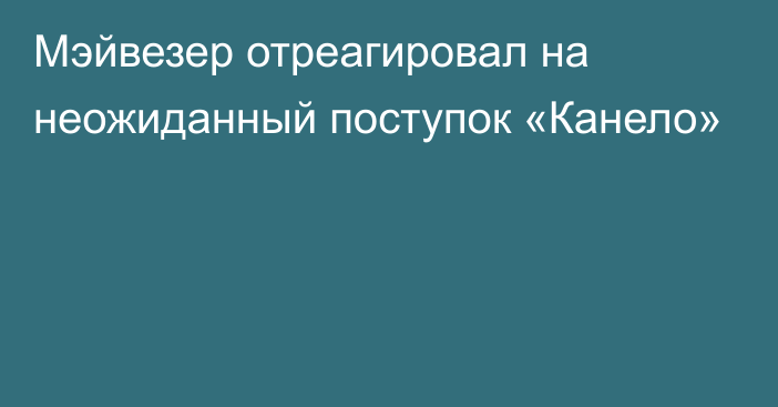 Мэйвезер отреагировал на неожиданный поступок «Канело»