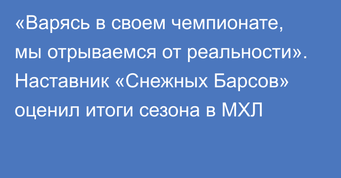 «Варясь в своем чемпионате, мы отрываемся от реальности». Наставник «Снежных Барсов» оценил итоги сезона в МХЛ