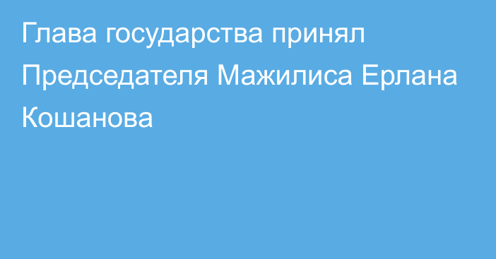 Глава государства принял Председателя Мажилиса Ерлана Кошанова