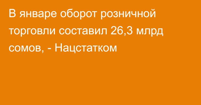 В январе оборот розничной торговли составил 26,3 млрд сомов, - Нацстатком