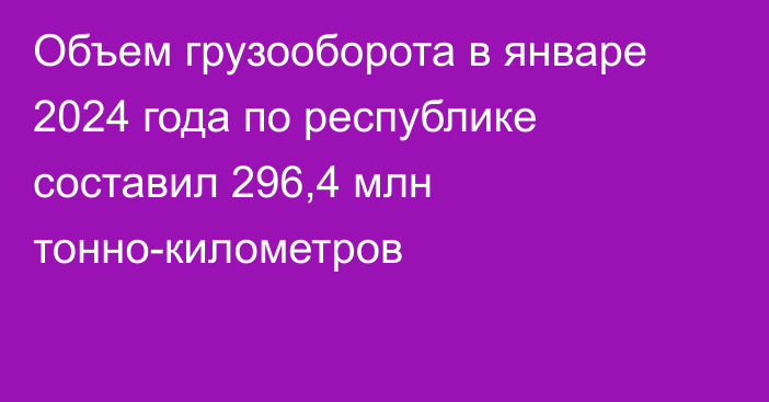 Объем грузооборота в январе 2024 года по республике составил 296,4 млн тонно-километров