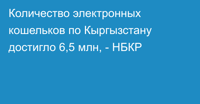 Количество электронных кошельков по Кыргызстану достигло 6,5 млн, - НБКР