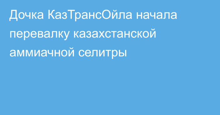 Дочка КазТрансОйла начала перевалку казахстанской аммиачной селитры