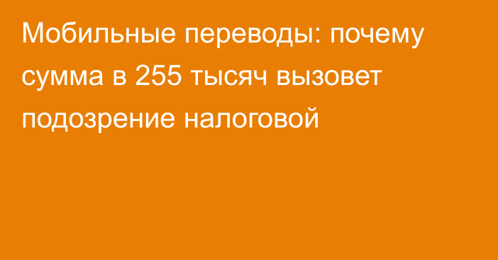 Мобильные переводы: почему сумма в 255 тысяч вызовет подозрение налоговой