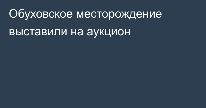 Обуховское месторождение выставили на аукцион