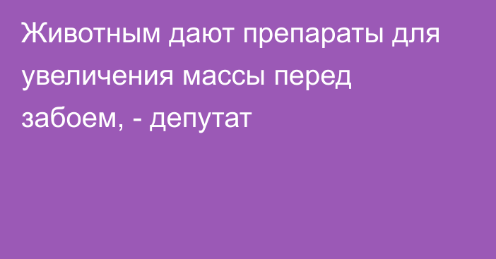 Животным дают препараты для увеличения массы перед забоем, - депутат