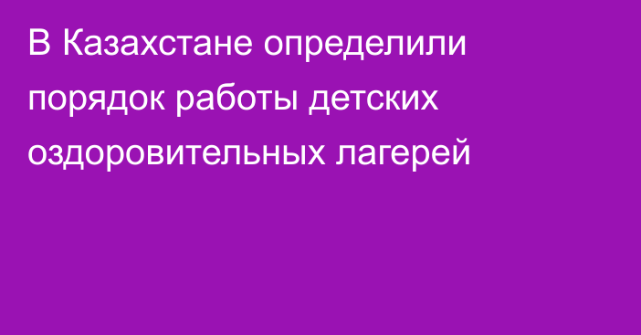 В Казахстане определили порядок работы детских оздоровительных лагерей