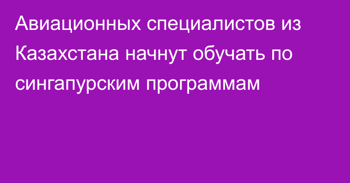 Авиационных специалистов из Казахстана начнут обучать по сингапурским программам