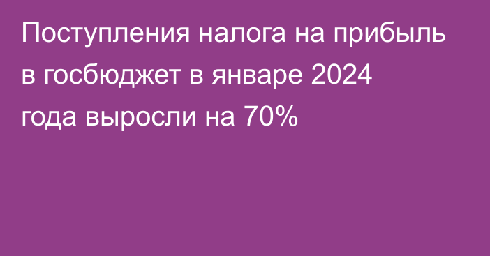 Поступления налога на прибыль в госбюджет в январе 2024 года выросли на 70%