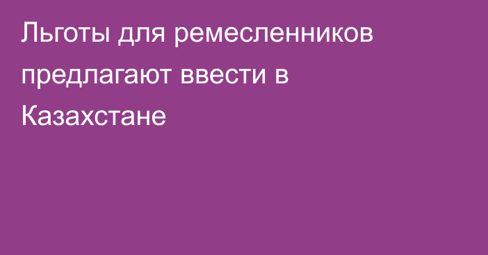 Льготы для ремесленников предлагают ввести в Казахстане