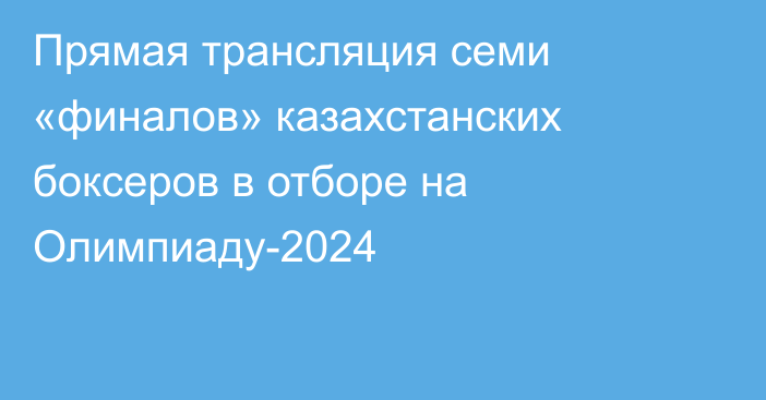 Прямая трансляция семи «финалов» казахстанских боксеров в отборе на Олимпиаду-2024