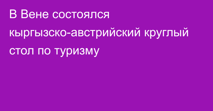 В Вене состоялся кыргызско-австрийский круглый стол по туризму