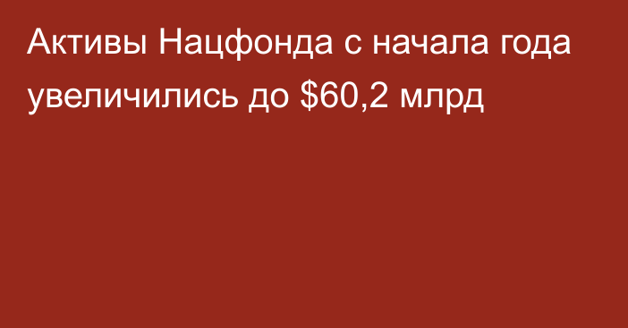 Активы Нацфонда с начала года увеличились до $60,2 млрд