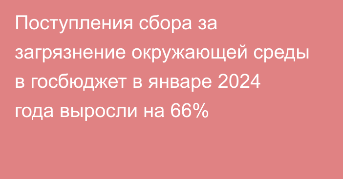 Поступления сбора за загрязнение окружающей среды в госбюджет в январе 2024 года выросли на 66%