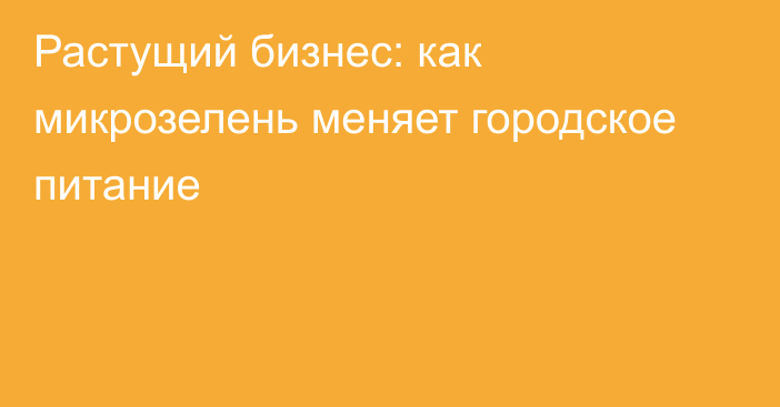 Растущий бизнес: как микрозелень меняет городское питание