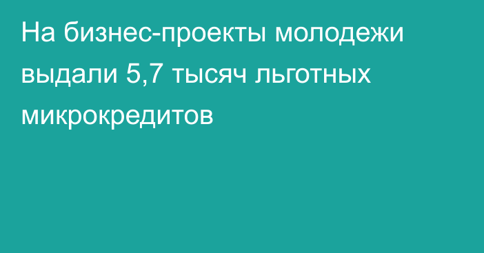 На бизнес-проекты молодежи выдали 5,7 тысяч льготных микрокредитов