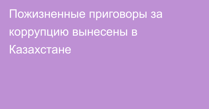 Пожизненные приговоры за коррупцию вынесены в Казахстане