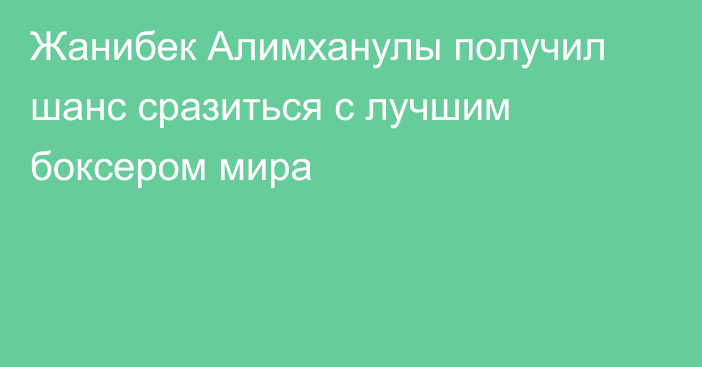 Жанибек Алимханулы получил шанс сразиться с лучшим боксером мира