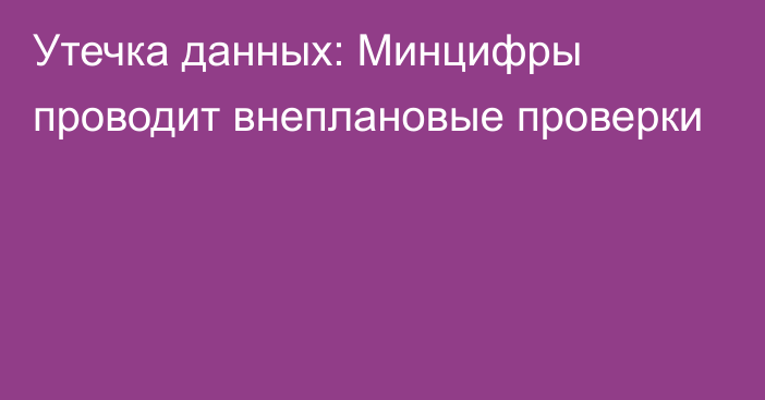 Утечка данных: Минцифры проводит внеплановые проверки