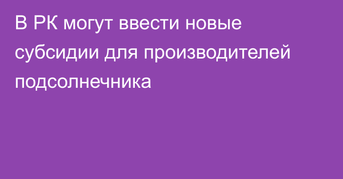 В РК могут ввести новые субсидии для производителей подсолнечника