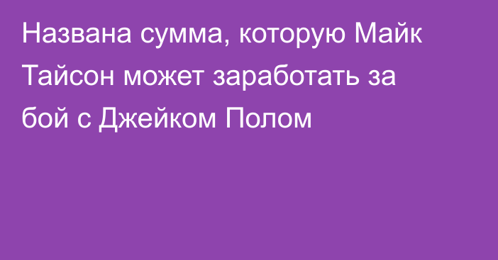 Названа сумма, которую Майк Тайсон может заработать за бой с Джейком Полом