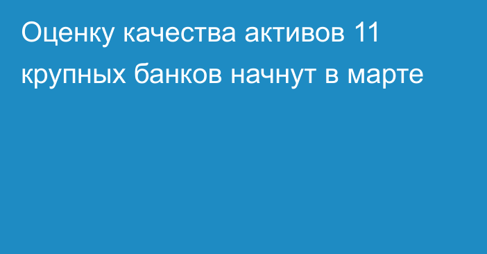 Оценку качества активов 11 крупных банков начнут в марте