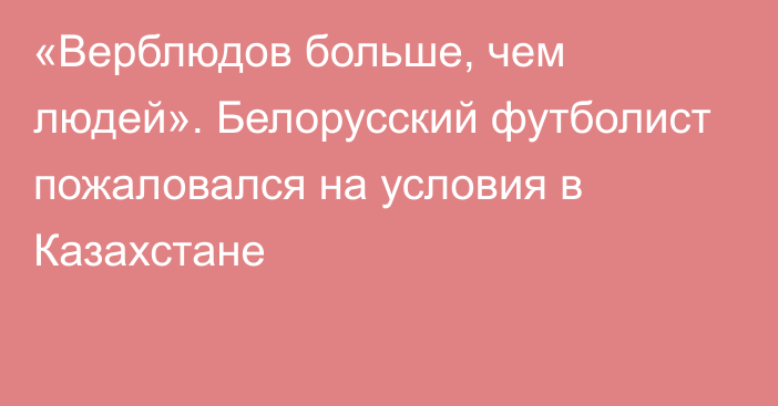 «Верблюдов больше, чем людей». Белорусский футболист пожаловался на условия в Казахстане