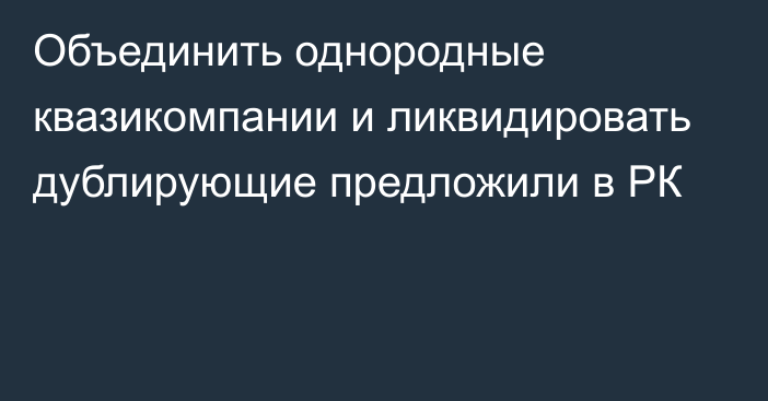 Объединить однородные квазикомпании и ликвидировать дублирующие предложили в РК