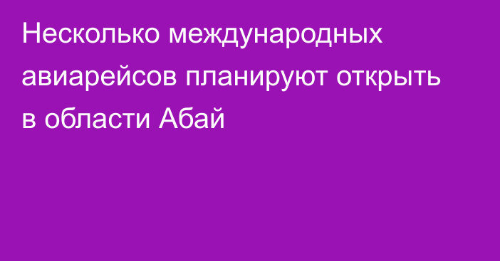 Несколько международных авиарейсов планируют открыть в области Абай