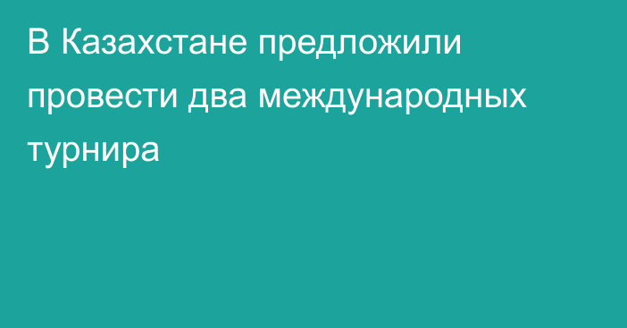 В Казахстане предложили провести два международных турнира