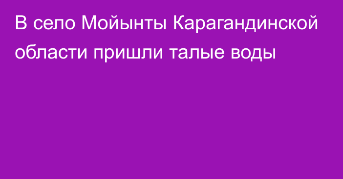 В село Мойынты Карагандинской области пришли талые воды