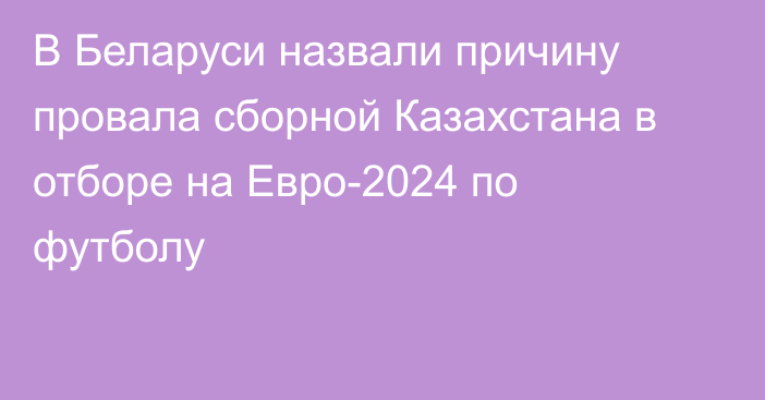 В Беларуси назвали причину провала сборной Казахстана в отборе на Евро-2024 по футболу