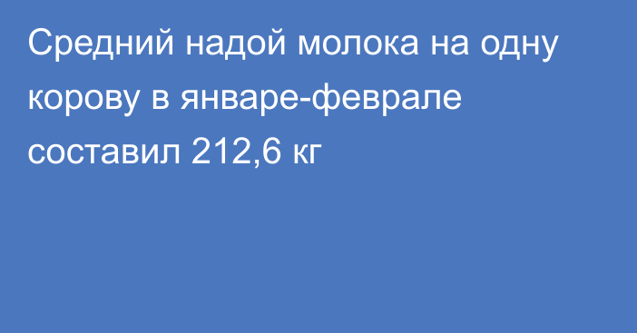 Средний надой молока на одну корову в январе-феврале составил 212,6 кг