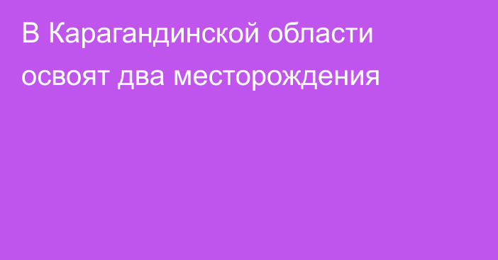 В Карагандинской области освоят два месторождения