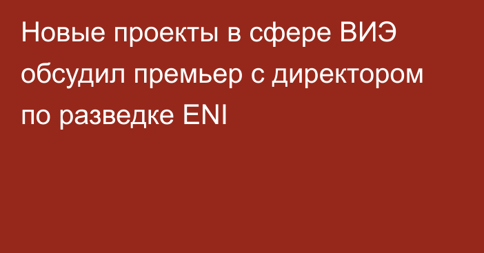 Новые проекты в сфере ВИЭ обсудил премьер с директором по разведке ENI